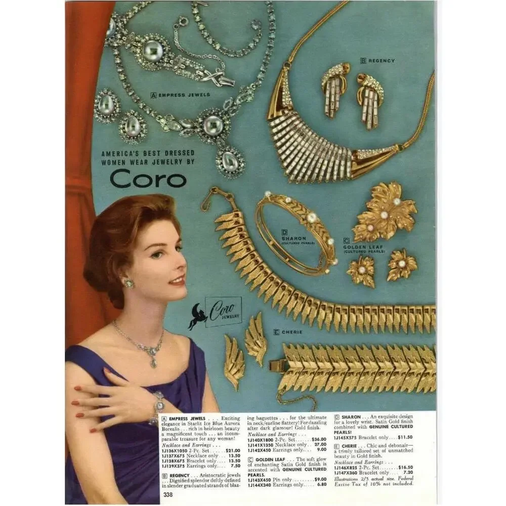 Vintage Signed Coro Necklace and Clip Earrings Set • Teardrop Choker • AB Oil S